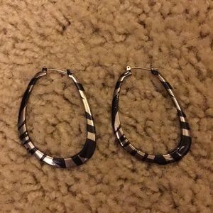 Lia Sophia zebra striped oblong hoop earrings